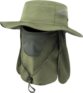 Personalizado de ala ancha protección solar UPF50 + Unisex de secado rápido impermeable Boonie pesca cubo pescador sombrero <span class=keywords><strong>con</strong></span> solapa para el cuello - Product Image 1
