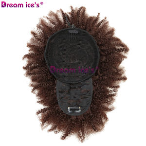 Dream.Ice's Hair 8 pouces Cheveux Synthétiques Chignon Chignon Postiche Cordon Afro Puff Kinky Curly <span class=keywords><strong>Ponytail</strong></span> <span class=keywords><strong>avec</strong></span> <span class=keywords><strong>frange</strong></span> - Product Image 3