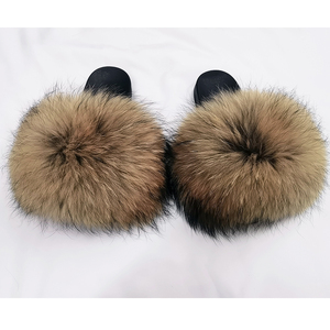 <span class=keywords><strong>NFX</strong></span>-sandalias de piel de mapache y zorro para mujer, chanclas de piel auténtica de colores variados - Product Image 1