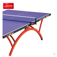 Table de tennis de table pliable DHS T2828 pour l'intérieur, moderne, petite, avec plateau bleu, structure en acier, écologique, durable, compétition, MDF
