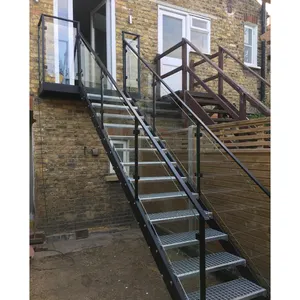 Fabrika ayarlanabilir çelik korkuluk Metal galvanizli dış yangın merdivenleri kullanılan Metal merdiven kapalı merkezi merdiven