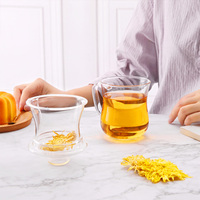 CnGlass B20 El Yapımı Ağızdan Üflenmiş Borosilikat Cam Çay Bardağı 300ml 10oz Saplı Kapaklı ve Çıkarılabilir Demlikli Özel Logo