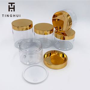 Emballage cosmétique biodégradable de luxe OEM, pot en plastique PET vide pour crème avec couvercle doré, différentes capacités - 100 ml, 250 ml, 300 ml, 500 ml - Product Image 5