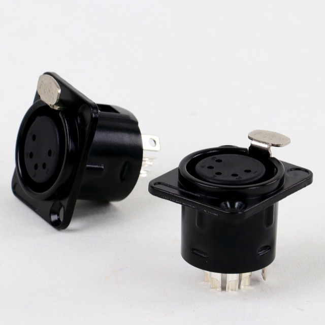 Push-Lock 5 Pin XLR Female Panel Mount Connector