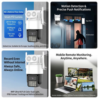Caméra de sécurité intelligente PTZ intérieure HD 4G avec capteur CMOS 4MP, vision nocturne couleur, audio bidirectionnel, détection de mouvement, indice de protection IP66