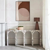 Console décorative en marbre Calacatta Viola de style nordique pour hall d'entrée, meuble de salon intérieur