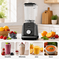 Mixeur robuste 2,6 L avec tasse en plastique, commande par bouton, nettoyage écologique en un clic, lames en acier inoxydable 304, idéal pour l'hôtellerie