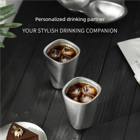 Gobelet à café de luxe moderne carré en acier inoxydable 304, tasse à eau double usage, anti-fuite et isotherme pour la maison
