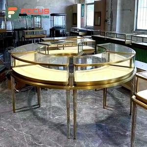 Vitrina de Exhibición de Joyería de Alta Gama con Estantes de Vidrio, Marco de Metal, Base de Madera, Múltiples Niveles, Iluminación LED y Cerradura - Product Image 4