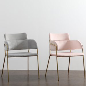 <span class=keywords><strong>Chaise</strong></span> de salle à manger en velours rose, meuble de maison <span class=keywords><strong>scandinave</strong></span>, pieds en métal, mobilier de salon - Product Image 4