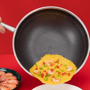 New Arrival Stainless Steel 316 Frying Pan Non Stick With Lid Honeycomb 32 Cm Multi Egg Frying Pan Non-stick Pan