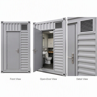 Cabine de toilette mobile en acier ondulé avec lavabo mural et éclairage LED pour chantier extérieur