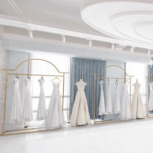 שמלת כלה בסגנון instagram קצה גבוהה שמלת כלה מתלה פלדה מצופה נירוסטה אלקטרומצופה כבד חובה מדפים חוט מסגרת מדפים - Product Image 1