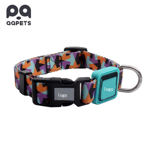 QQpets 2025 Collar de perro de sublimación personalizado Correas de poliéster de nailon ajustables con decoración de cinta Logotipo de impresión personalizado - Product Image 1