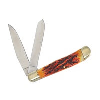 Vente en gros pour petites commandes : Couteau de poche EDC pour les activités de plein air, 7,3 pouces, en os naturel, lame à pointe clip en acier 2, couteau de chasse pliant manuel