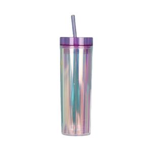 Custom 500Ml 16Oz Colorful Transparent Plastic Cup Stylish Home-Use Beverage Juice Cup for Women Water Tumbler Cup With Straw - Product Image 1