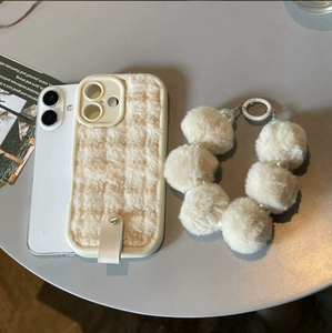 INS Style Winter Plush Phone Back Cover with Lanyard for iPhone 17 Soft Cute Mobile Phone <strong>Accessories</strong> for iPhone 11 12 13 14 15 - Product Image 2