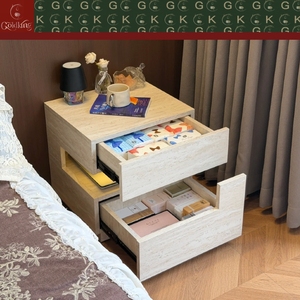 Table de chevet flottante GOLDKING en travertin beige naturel avec éclairage LED, fabrication OEM ODM directe d'usine, personnalisable - Product Image 3