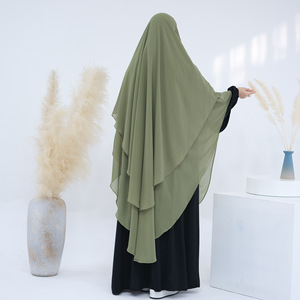 Khimar Lungo a Due Strati in Chiffon, Traspirante per Tutte le Stagioni, Abbigliamento Islamico Africano per Bambini, <span class=keywords><strong>Bandana</strong></span> Etnica - Product Image 5