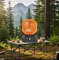 Ventilateur de camping extérieur à énergie solaire, tête oscillante, portable, télécommandé, avec éclairage, ventilateur électrique, niveau sonore de 36 dB, à bouton rotatif