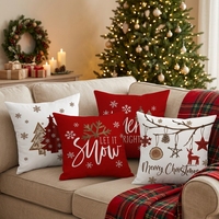 Housse de coussin décorative carrée personnalisée, coussin de Noël, housse de coussin en peluche courte et douce pour Noël