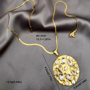 Kalung Liontin Zirkon Bentuk Hati Bintang Salib Berlapis Emas Baru dari Baja Tahan Karat - Product Image 3