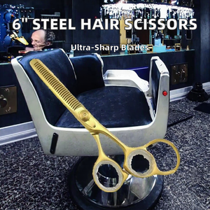 Tijeras de Peluquería Profesionales de 6 Pulgadas, Acero Inoxidable, Hojas Afiladas, para Diestros, Mango Mediano, para Salón, Barbería y Uso Doméstico - Product Image 2
