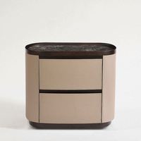 Mesita de Noche Moderna Escandinava con Acabado en Cuero Suave, Gabinete de Pino para Dormitorio o Apartamento