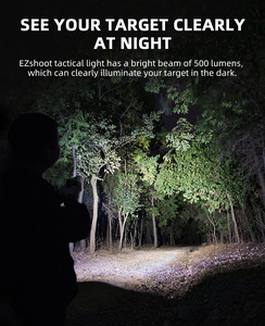 Mini lampe torche LED rechargeable EZshoot 500 lumens, mode stroboscopique, corps en aluminium, pour la défense à domicile, la chasse, le camping, les situations d'urgence - Product Image 4