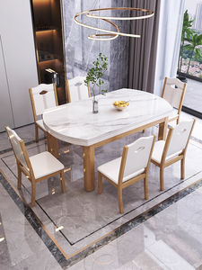 Moderno Simples Pequeno Doméstico Luz Luxo Bright Rock Plate Mesa De Jantar Telescópica Mobiliário Doméstico Dobrável para Uso Do Hotel - Product Image 3