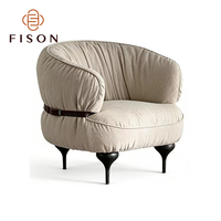 Fauteuil individuel de designer italien minimaliste, compact, en tissu de lin moderne, inclinable, pour salon, négociation et comme fauteuil d'appoint