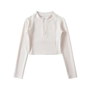 เสื้อยืดโยคะแขนยาวทรงเข้ารูปสำหรับผู้หญิง ดีไซน์คอตั้งช่วยให้ดูผอมเพรียว - Product Image 2