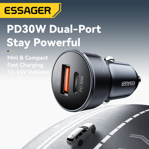 Cargador de Coche ESSAGER ES-CC24 Portátil Mini de Doble Puerto <span class=keywords><strong>Carga</strong></span> <span class=keywords><strong>Rápida</strong></span> Tipo C QC18W QC3.0 PD 30W USB para Teléfono y Tableta - Product Image 6