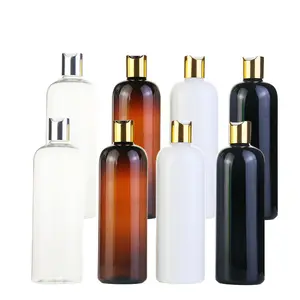 PET Plastic Lotion Bottles 200ML 250ML 300ML 500ML Black Cosmetic Body Wash Shampoo Shower Gel Refillable Bottle with Disc Cap