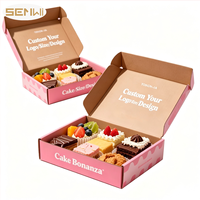 Boîte à pâtisserie rose recyclable avec laminage mat personnalisé, emballage de boulangerie en kraft, boîte pliable pour cupcakes, biscuits, mini-gâteaux, desserts, personnalisable
