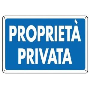 Letrero de propiedad privada, placa de metal con texto en blanco y azul, 30x20cm - Product Image 1