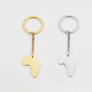 Bijouterie personnalisée Porte-clés carte de l'Afrique Plaqué or Porte-clés carte de l'Afrique Joyeria Fina en acier inoxydable Tendencia 2024