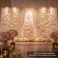 Seidenrosen-Kunstblumenwand-Panel mit Netzrückseite für Hochzeits-Hintergrund, Fotobox, Event-DIY, Blumenwand-Dekoration