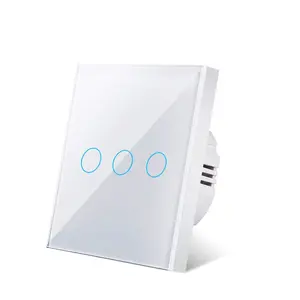 NOUS EU UK Standard AC100-240V Cristal Commutateur de Lumière tactile En Verre 1/2/3 Gang Interrupteur Avec Indicateur LED Mur Interrupteur Tactile Intelligent