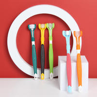 Cepillo de Dientes para Mascotas con Triple Cabezal, Cepillos Dentales Multiángulo para Perros y Gatos, Cepillo de Limpieza Dental para la Salud Bucal de Perros y Gatos