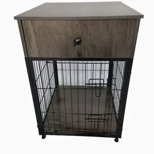 Wooden Dog Kennel End Table with Drawer Casual Home Small Wooden Pet Crate