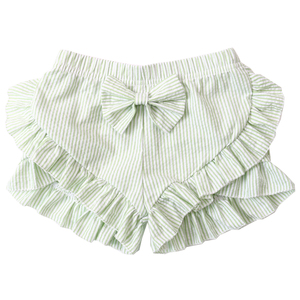 Summer Baby Girls Bloomers Seersucker couvre-couche avec nœud pour bébé Toddler Girl Pink Stripe Ruffle shorties - Product Image 3