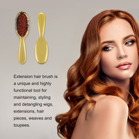 2 brosses à cheveux en poils de sanglier avec picots en nylon, poils de sanglier naturels, extensions de cheveux et brosse à cheveux pour cheveux fins