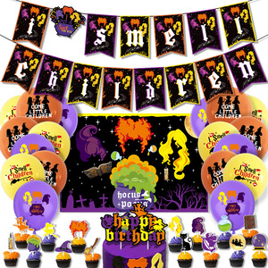 Decoraciones para Fiesta de Hocus Pocus, Decoración para Fiesta con Pancarta de <span class=keywords><strong>Feliz</strong></span> <span class=keywords><strong>Cumpleaños</strong></span>, Adornos para Cupcakes, Suministros para Decoración de Fiestas en Casa - Product Image 1