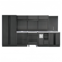 Station de travail de garage robuste en acier laminé à froid en forme de L, avec évier en option, panneau perforé, roues, capacité de charge OEM 500 kg, verrouillage à 3 points