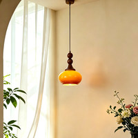 Mini lampe suspendue en verre noyer et kaki, style esthétique Song-dynasty, style mi-siècle, réglable, pour chambres B&B et tables de chevet