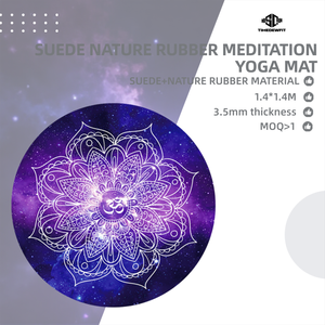 Tapis <span class=keywords><strong>de</strong></span> méditation en daim et caoutchouc naturel, tapis <span class=keywords><strong>de</strong></span> yoga imprimé numérique haute température, absorbant la transpiration, 140cmx140cm 3.5mm - Product Image 1