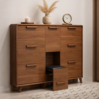 Meuble à chaussures en bois ultra-plat réglable, armoire de rangement autoportante pour entrée avec compartiments rabattables et tiroirs, capacité de 30 paires