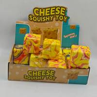 Jouet anti-stress en forme de bloc de fromage à remontée lente en PU, motif marbré, jouet sensoriel ASMR à presser pour soulager le stress