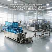 Machine de codage laser à double tête pour bouchons en aluminium, laser à fibre avec alimentation automatique, inspection visuelle, lecteur de codes